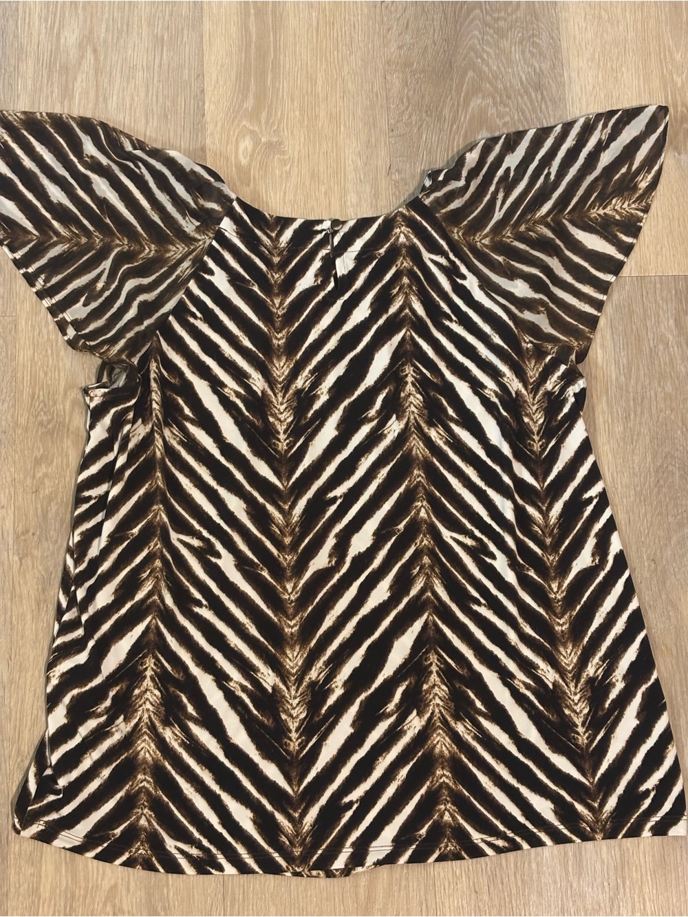 Calvin Klein Brown and Cream Zebra-Print Flutter Sleeve Tunic